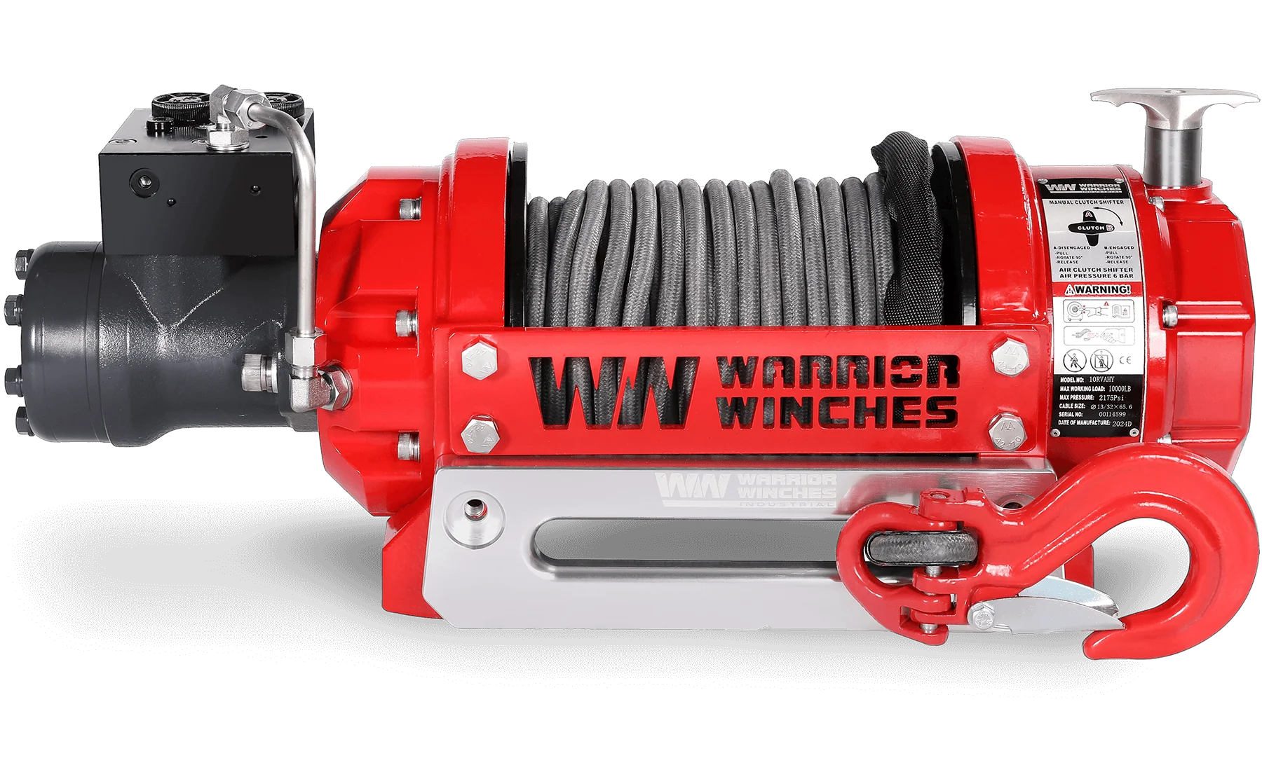RV10 10,000lb (4.5 Ton) Industrial Hydraulic Winch - Synthetic Rope - Image 4