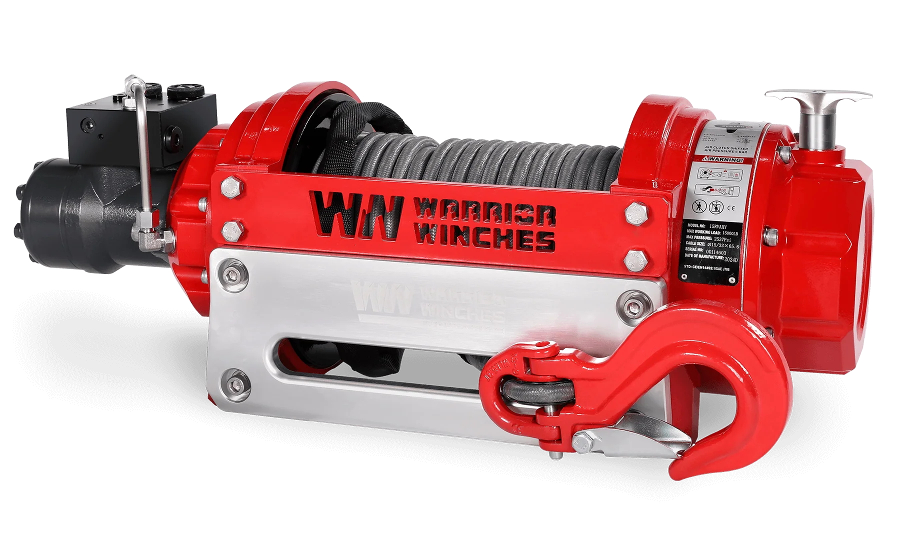 RV15 15,000lb (6.8 Ton) Industrial Hydraulic Winch - Synthetic Rope - Image 5